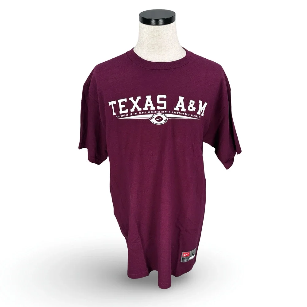 Vintage Y2K Nike Team Texas A&M Aggies Football T-Shirt Men’s Large Maroon New‎